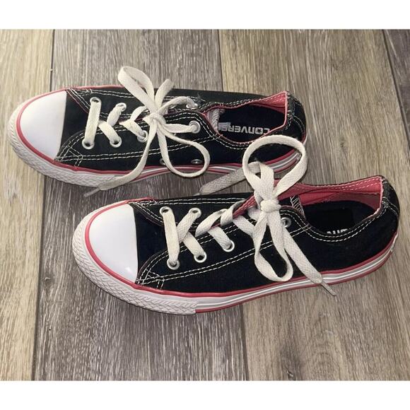 Converse Chuck Taylor All Star Youth US Size 2 Black Pink Sneaker Shoes 654365F - Picture 6 of 10